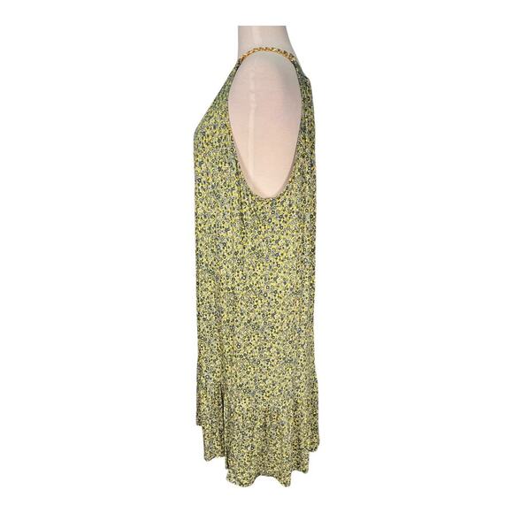 Michael Kors Floral Sunflower Dress Sleeveless Gold Chain Strap Size 1X Zip Back - Picture 7 of 14